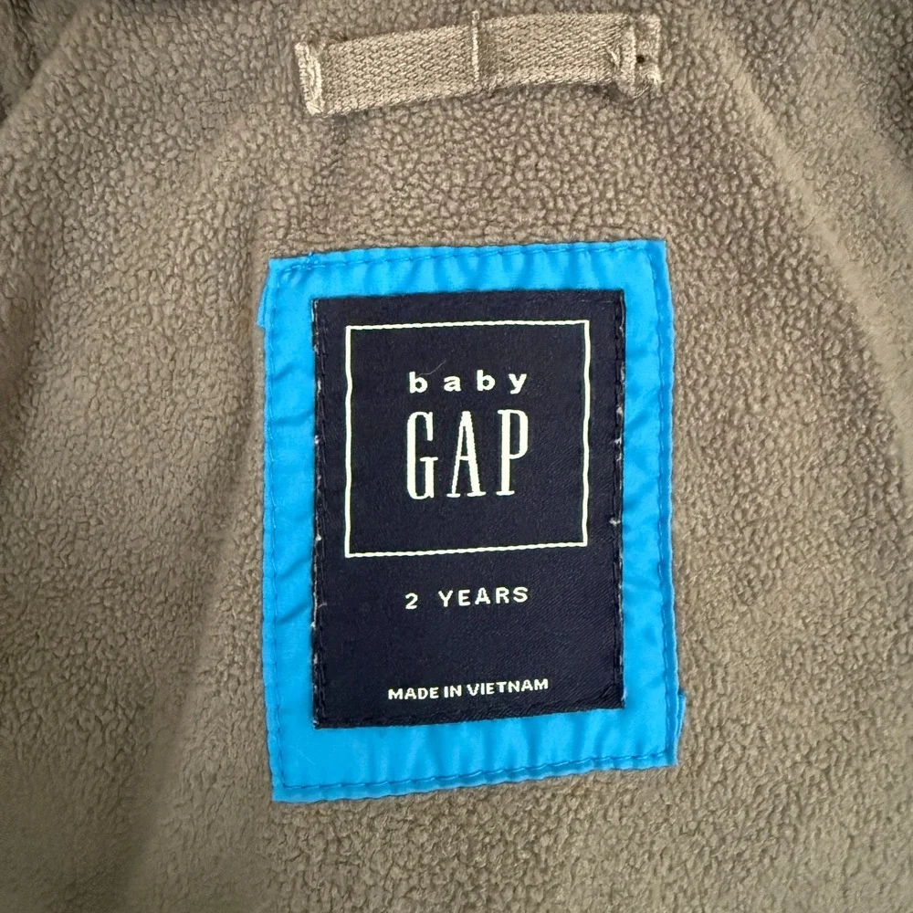 Baby Gap Boy's Size 2 Years Puffer Jacket Winter Coat Gray Removable Hood